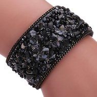 AutumnFall&reg; Womens Simulated Gemstones Beaded Leather Wrap Around Bracelet (Black) N3