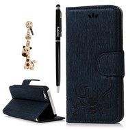 iPhone SE Case,iPhone 5S Case,iPhone 5 Case - Flip Wallet Case Stand Vintage Embossed Flowers PU Leather Texture... N15
