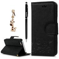 iPhone SE Case,iPhone 5S Case,iPhone 5 Case - Flip Wallet Case Stand Vintage Embossed Flowers PU Leather Texture... N18