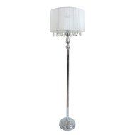 Elegant Designs LF1002-BLK Sheer Shade Chrome Floor Lamp with Hanging Crystals, Black N7