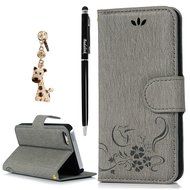 iPhone SE Case,iPhone 5S Case,iPhone 5 Case - Flip Wallet Case Stand Vintage Embossed Flowers PU Leather Texture... N19