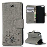 iPhone SE Case,iPhone 5S Case,iPhone 5 Case - Flip Wallet Case Stand Vintage Embossed Flowers PU Leather Texture... N20