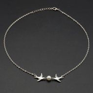 Charm Pearl Bird Pendant Choker Necklace Woman Chunky Statement Bib Jewelry Gift