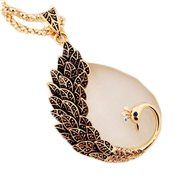 2015 New Style Europe Women Vintage Opals Restoring Long Peacock Sweater Chain (Vintage rose gold) N2