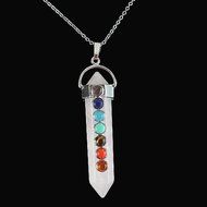Natural Hexagonal Prism Beads Chakra Healing Gemstone Pendant Chain Necklace New N4