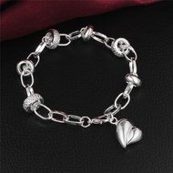 New Special Bangle silver peach heart PRETTY chain bracelet jewelry N2