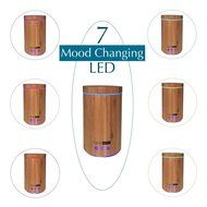 Real Bamboo Essential Oil Diffuser Featuring Waterless Auto Shut-off and Night Light Display by Cuisine Savvy N3
