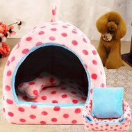 KAKA(TM) Pets Cute Warm Bed Dogs Sleeping House Pink Color Rose Dots M N18