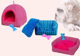 KAKA(TM) Pets Cute Warm Bed Dogs Sleeping House Pink Color Rose Dots M N21