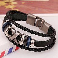 1x Cool Unisex Women Men Punk Wristband Metal Studded Leather Bracelet Gift N8