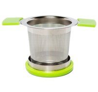 Premium Tea Infuser Brew-In-Mug Stainless Steel with Long Handles for Steeping Loose Leaf Tea, Lid Included (Green) N4