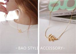 Celebrity Simple Fashion Leaves Pendant Charm Chain Necklace Gold for Xmas Gift N2