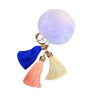 AutumnFall Rabbit Fur Ball Elephant Keychain Bag Plush Key Ring Car Key Pendant (Black) (Purple) N9