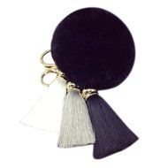 AutumnFall Rabbit Fur Ball Elephant Keychain Bag Plush Key Ring Car Key Pendant (Black) (Purple) N12