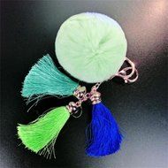 AutumnFall Rabbit Fur Ball Elephant Keychain Bag Plush Key Ring Car Key Pendant (Black) (Purple) N13