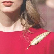 Vintage Fashion Gold Tone Big Leaf Feather Style Brooch Pin Lady Women Jewelry