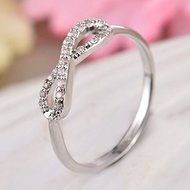 Women Chic 925 Sterling Silver Love Infinity Knot Clear CZ Promise Ring Jewelry (10) N2