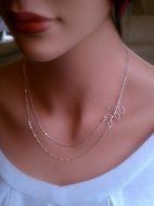 XMAS GIFT Fashion Women double Chain leaves Silver Plated Charm necklace pendant N3