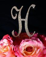 Unik Occasions Sparkling Collection Crystal Rhinestone Monogram Cake Topper - Letter H, Large, Gold