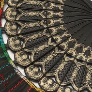 COCOTINA Embroidered Flower Peacock Pattern Sequin Fabric Folding Handheld Hand Fan Hand (Red) N8