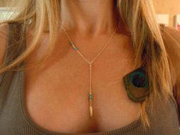 Vintage Boho Ethnic Style Jewelry Hollow Feather Pendant Lady Chain Necklace NEW N5