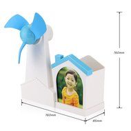 iEGrow Multifunctional Desk Mini USB Fan with Brush Pot, Photo Album 3 in 1 Function Compact Design &amp; Quiet Operation... N18