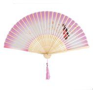 Hollow Rib Flower Hand Fan Folding Fan Pocket Fan (Blue) N28
