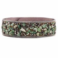 Gaobei Handmade Punk Style Womens Bangle Natural Crystals Stones and Crystal Inlay Soft Velvet Leather Wrap Bracelets N6