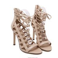 Yaheeda Womens High Heel Synthetic Lace Up Sandals Strap Ankle Open Toe Platform Pump Shoes N3