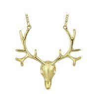 Women Necklace Gold Antique Deer Head Pendant Necklace Christmas Jewelry
