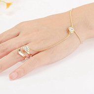 New Fashion Punk Jewelry Women Lady Rhinestone Crystal Gold Plated Ring Bracelet