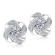 Fashion Lady Women 925 Silver Plated Ear Stud Zircon Crystal Rhinestone Earring N2