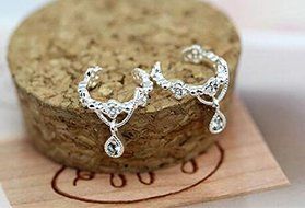 Women Ear Cuff Wrap Rhinestone crystal Clip On Earring Jewelry silver one N3