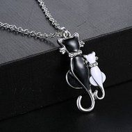 New Design White Black Cats Pendant Chain Necklace Best Gift for Family Friends N2