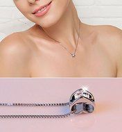 925 Sterling Silver Plated Women Crystal Charm Jewelry Necklace Heart Pendant N3