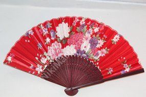 Oriental Lady Dark Brown Bamboo &amp; Silk Hand Folding Fan, Wall Art, Decoration (Hot Pink) N4