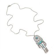 Retro Dream Catcher Turquoise Feather Charm Pendant Jewelry Long Chain Necklace N9