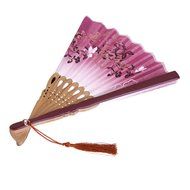 Vintage Flax Leaf Butterfly Bamboo Hand Fan Lady's Fan Pocket Fan - Purple N22