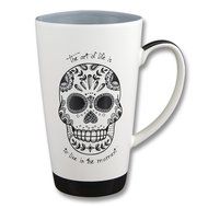 Karma, by Stephen Joseph Black and White Sugar Skull Mug, Multicolor