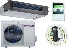 Pioneer Concealed Duct Mini Split Inverter Air Conditioner with Heat Pump, 12000 BTU (1 Ton) Full Set N3