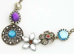 Women Crystal Flower Pendant Choker Chain Bib Statement Necklace Fashion Jewelry N3