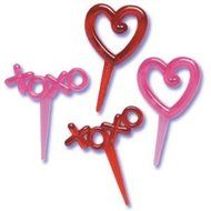 24 ~ Valentine&#039;s Hearts &amp; XOs Puffy Picks ~ Designer Cake/Cupcake Topper ~ New!!!!!