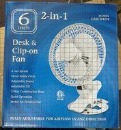 6" 2-in-1 Desk and Clip-on "2 Speed" Quiet Operation Fan