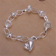 New Special Bangle silver peach heart PRETTY chain bracelet jewelry N3
