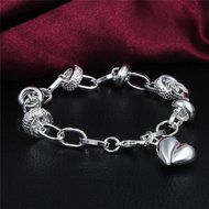 New Special Bangle silver peach heart PRETTY chain bracelet jewelry N4