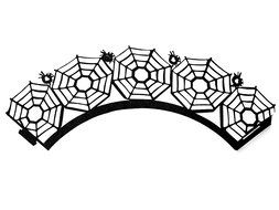 Cupcake Wrappers Haunted House x50pcs. 3 Halloween wraps to choose in shimmering black (Scary Houses) N2