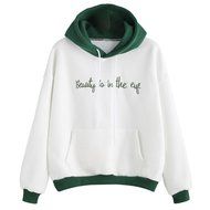 Women&#039;s Pullovers,Laimeng Cotton blend Embroidery Long Sleeve Blouse Letter Print Sweatshirt Pullovers (M, White)