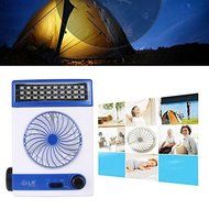 Combo Fan with LED Lantern Light &amp; Rechargeable Flashlight Solar Or Ac Charged (Gold) N9