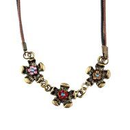 Vintage Jewelry Women Color Crystal Flower Double Chain Necklace Boho N3