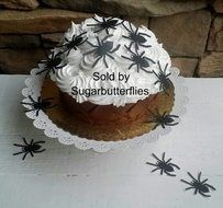 Edible Halloween Xl Black Tarantula Spider Cupcake Toppers Set of 20
